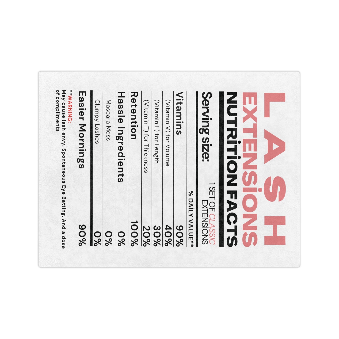 Lash Extensions Nutrition Facts | Velveteen Microfiber Blanket