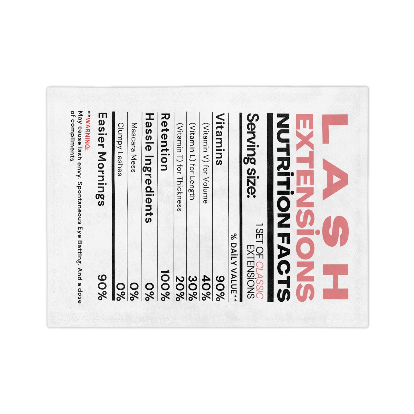 Lash Extensions Nutrition Facts | Velveteen Microfiber Blanket