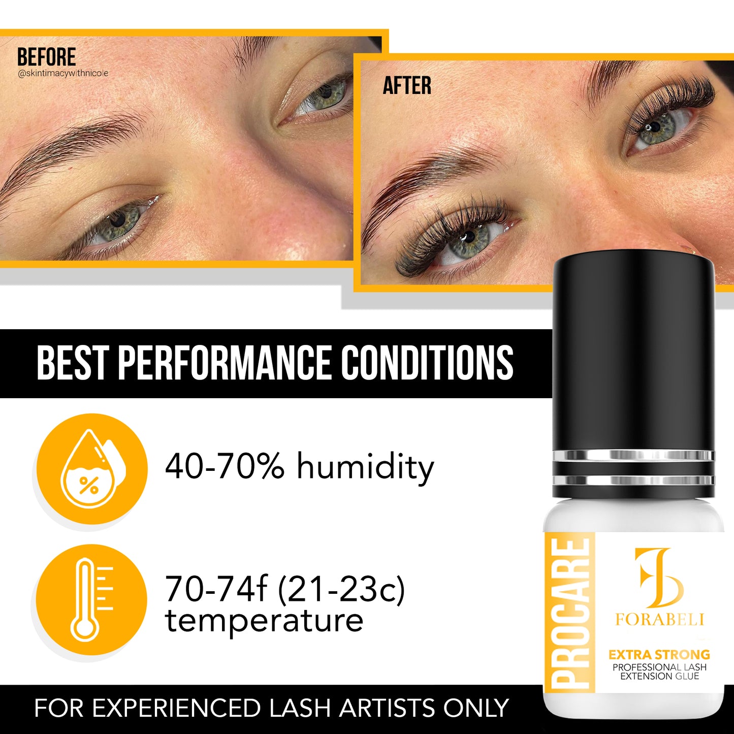 ProCare Professional Eyelash Extension Glue – 1–2s Dry Time, 8-Week Retention, Waterproof, Black