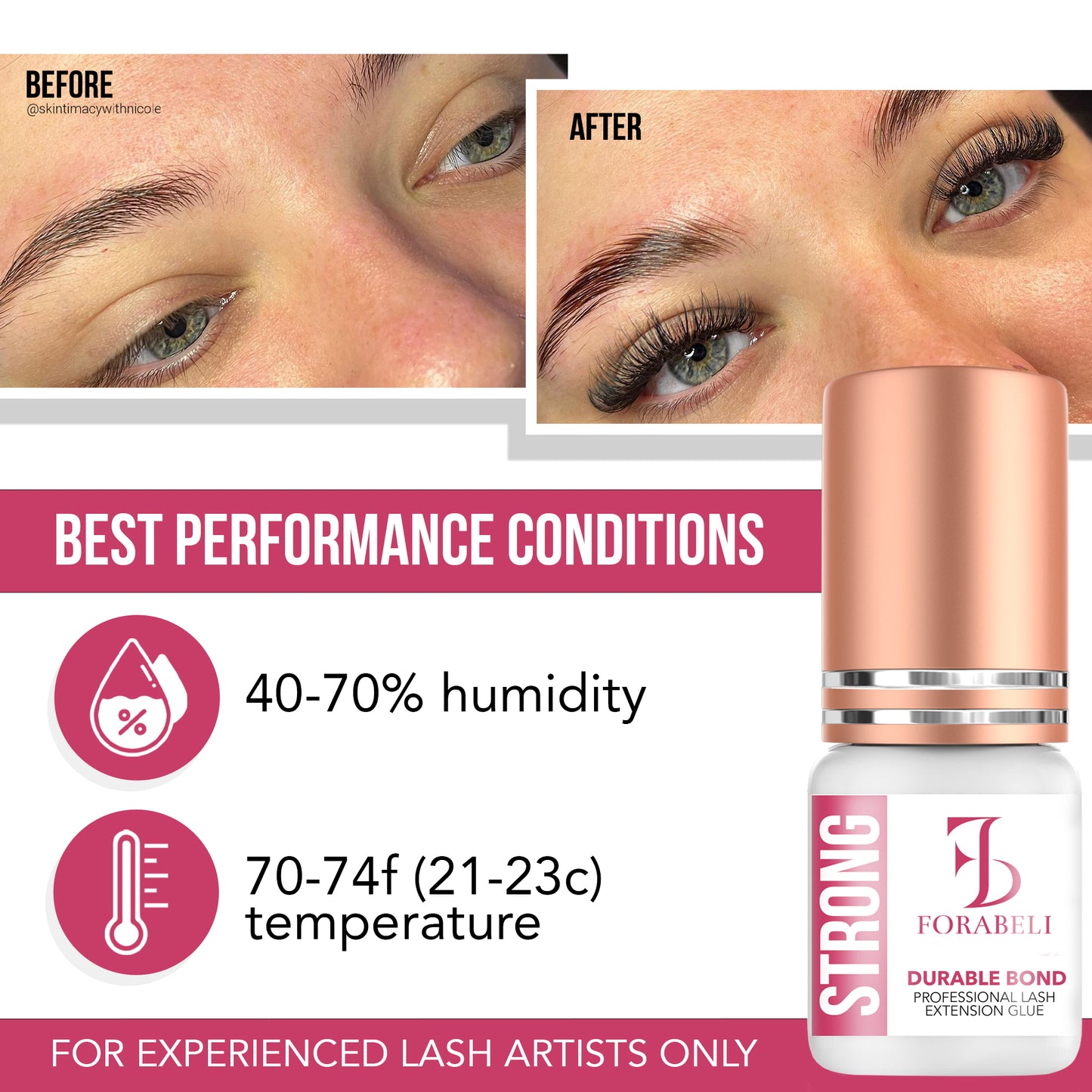 Strong Hold Eyelash Extension Glue – 2–3s Dry Time, 6-Week Retention, Waterproof, Black