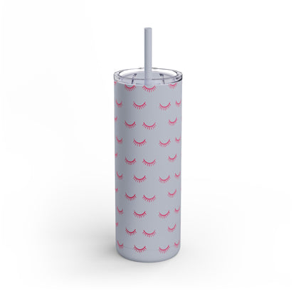 Eyelash Patterns | What happens in the salon stays in the salon | Tumbler with Straw | Stainless Steel Tumbler | Skinny Tumbler hot & cold drinks | Tumbler with all around print | Skinny Matte Tumbler, 20oz