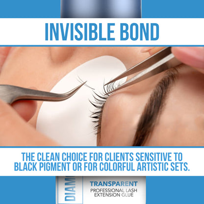 Diamond Clear Eyelash Extension Glue – 2–3s Dry Time, 6-Week Retention, Waterproof, Transparent