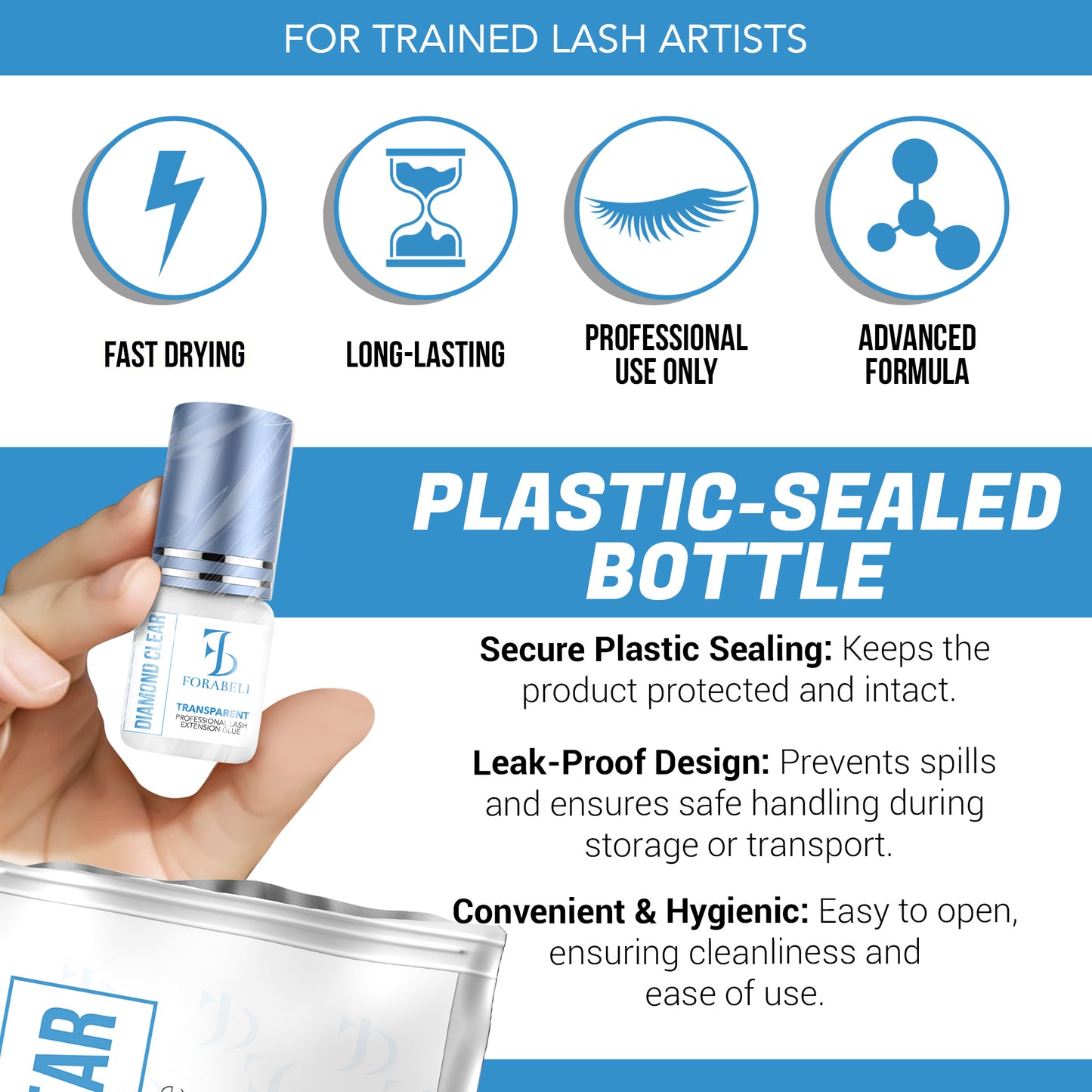 Diamond Clear Eyelash Extension Glue – 2–3s Dry Time, 6-Week Retention, Waterproof, Transparent