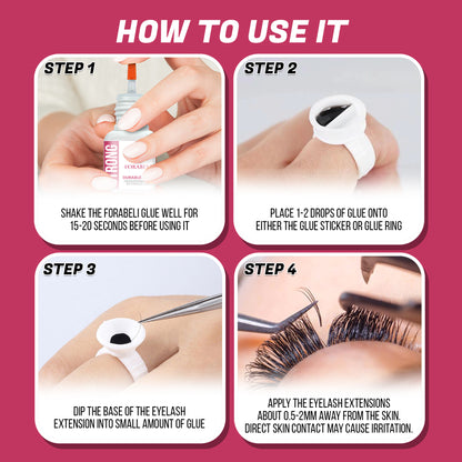 Strong Hold Eyelash Extension Glue – 2–3s Dry Time, 6-Week Retention, Waterproof, Black