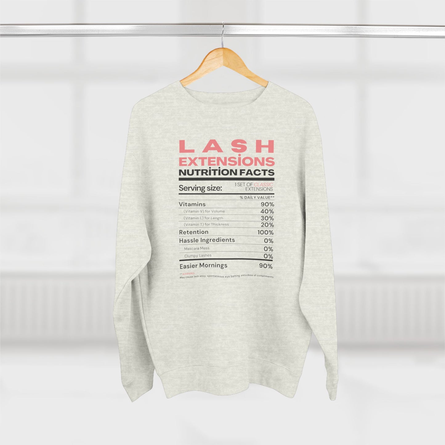 Lash Extensions Nutrition Facts | Unisex Crewneck Sweatshirt