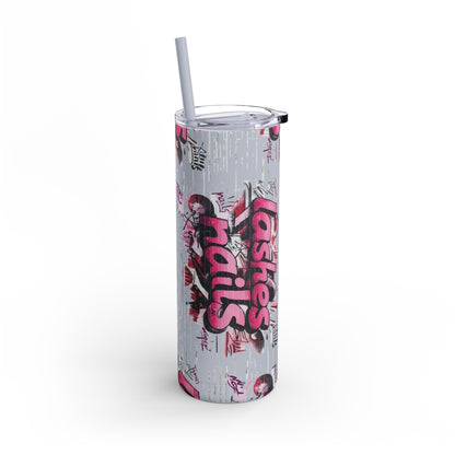 Graffiti Lashes & Nails | What happens in the salon stays in the salon | Tumbler with Straw | Stainless Steel Tumbler | Skinny Tumbler hot & cold drinks | Tumbler with all around print | Skinny Matte Tumbler, 20oz