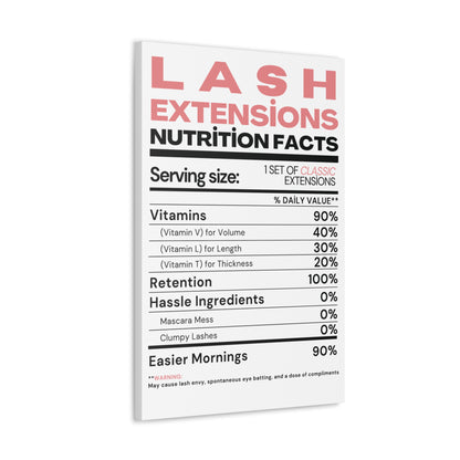 LASH EXTENSIONS NUTRITION FACTS | Canvas Gallery Wraps