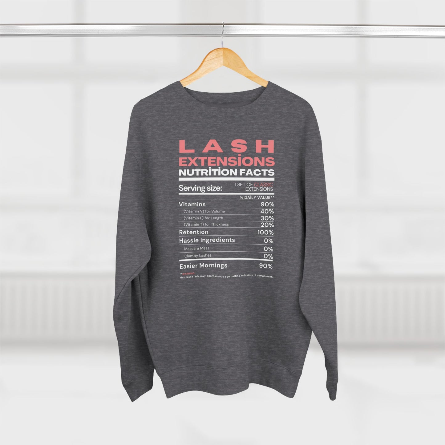 Lash Extensions Nutrition Facts | Unisex Crewneck Sweatshirt