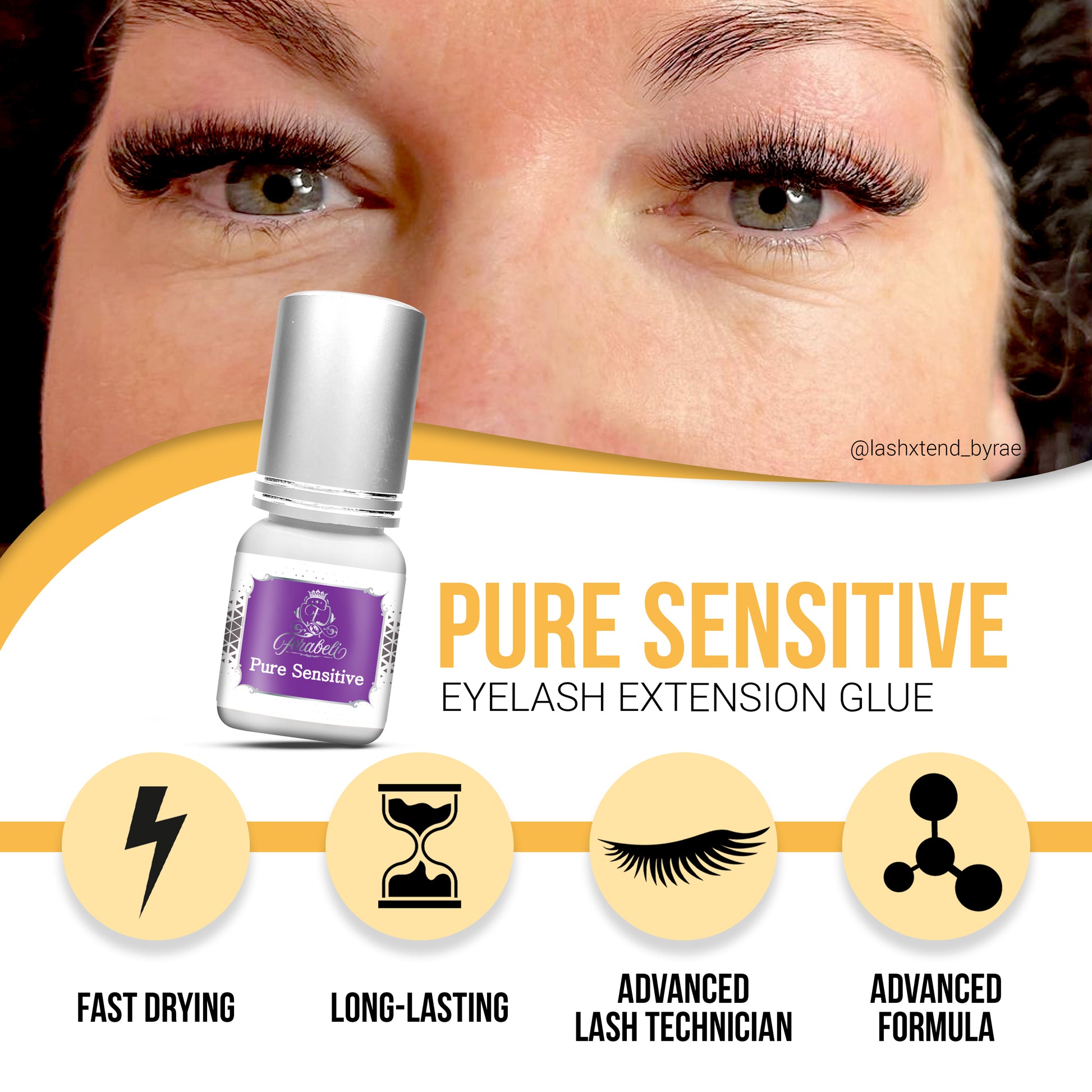 pure sensitive eyelash extension glue features 