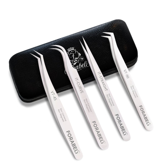Lash Tweezers Set – 4 Piece Collection with Storage Case
