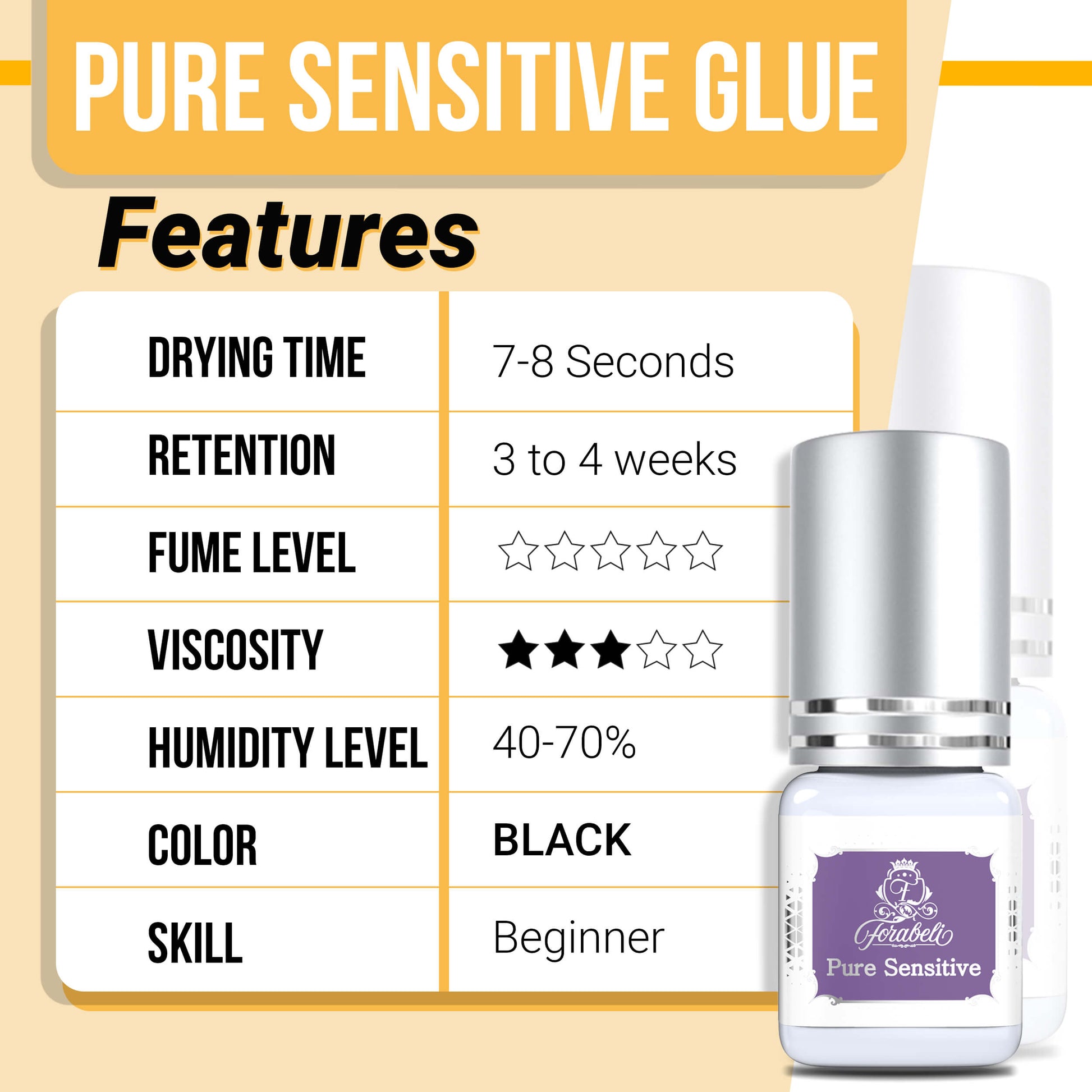 pure sensitive eyelash extension glue features